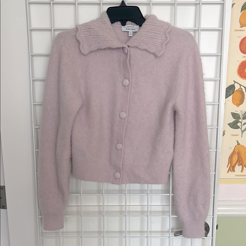 & Other Stories light purple collared button up vintage style cardigan sweater